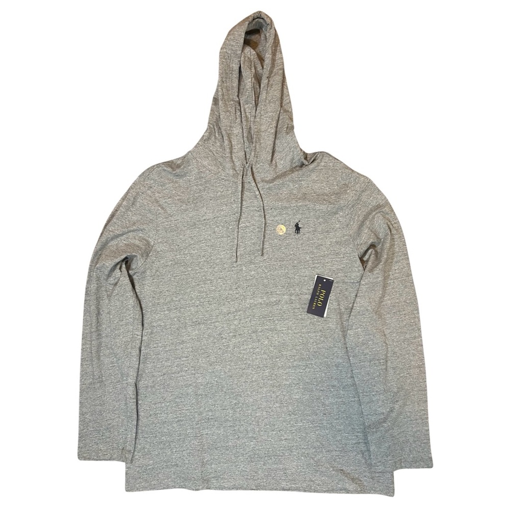Polo Ralph Lauren Heather Gray Classic Hoodie Sweatshirt 100% Cotton